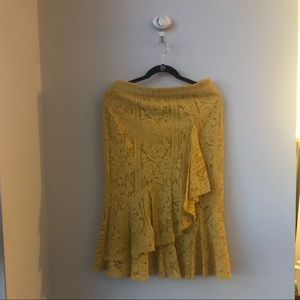 Lace Mustard yellow ruffle skirt